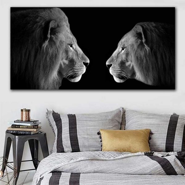 Lion and lioness wall art