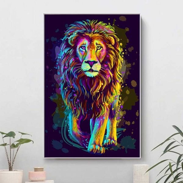 Colorful lion painting