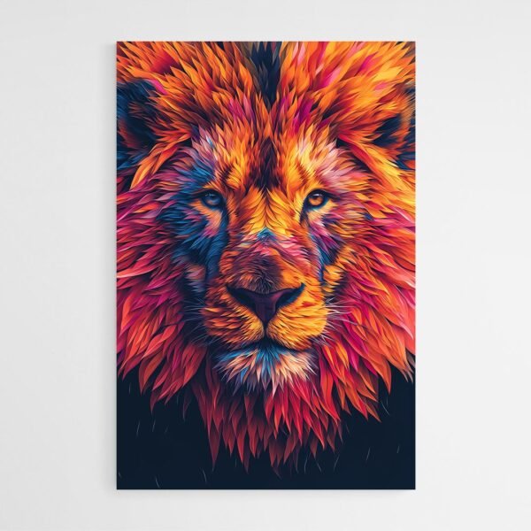 Multicolored lion head painting