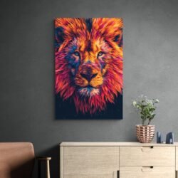 Multicolored lion head painting