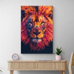 Multicolored lion head painting