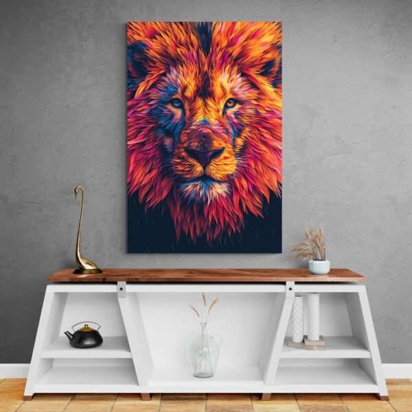 Multicolored lion head painting