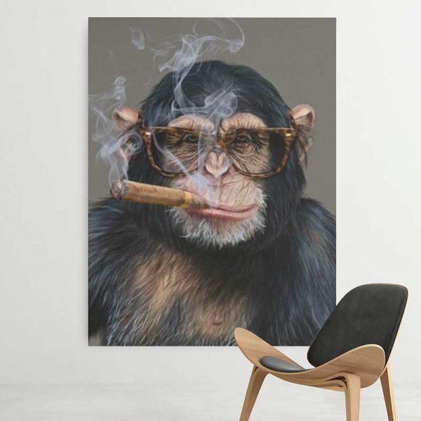 Monkey smoking cigar