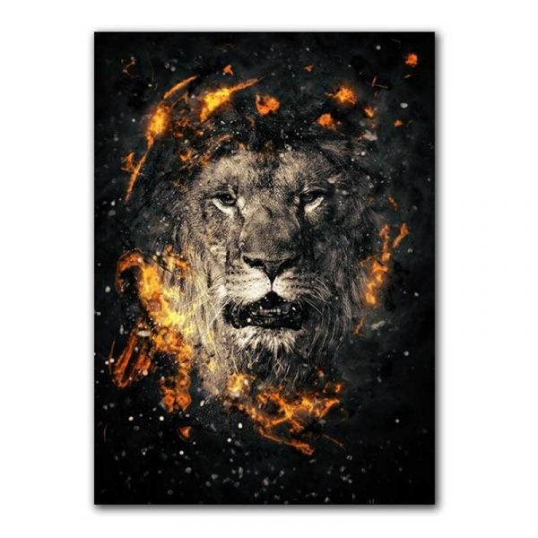 Lion on fire