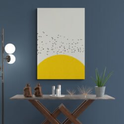 Yellow and gray wall art