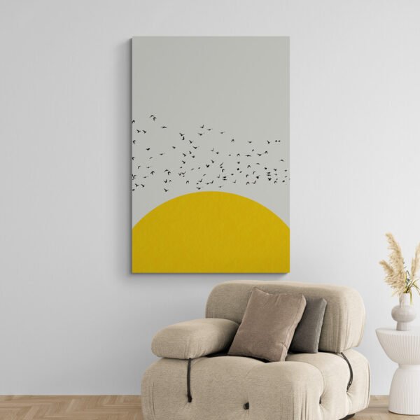 Yellow and gray wall art