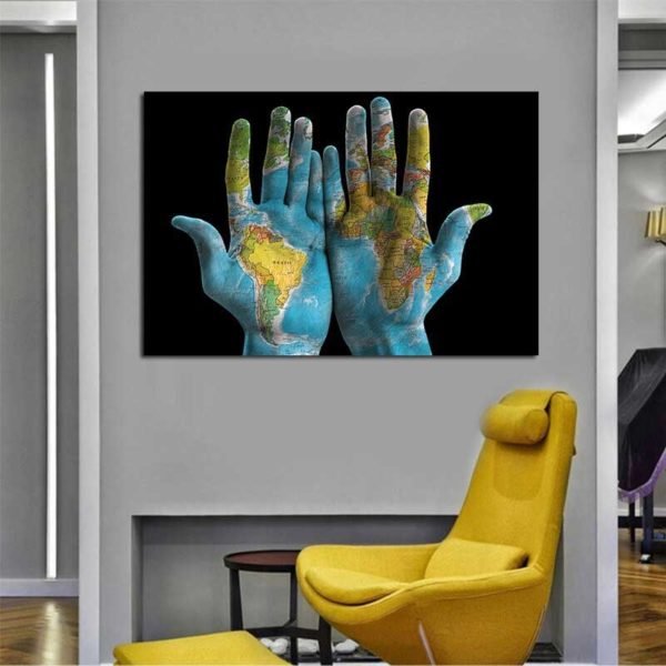 Hands world map