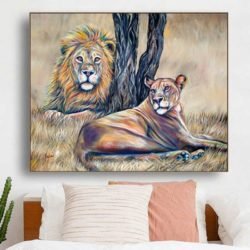 Lion oil painting