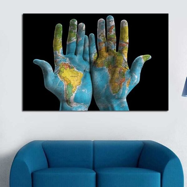 Hands world map