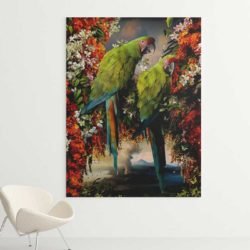 Green parrot painting