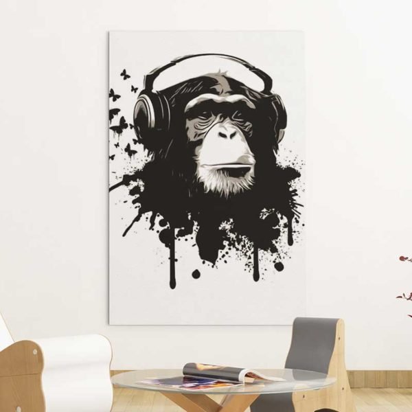 Monkey with headphones painting