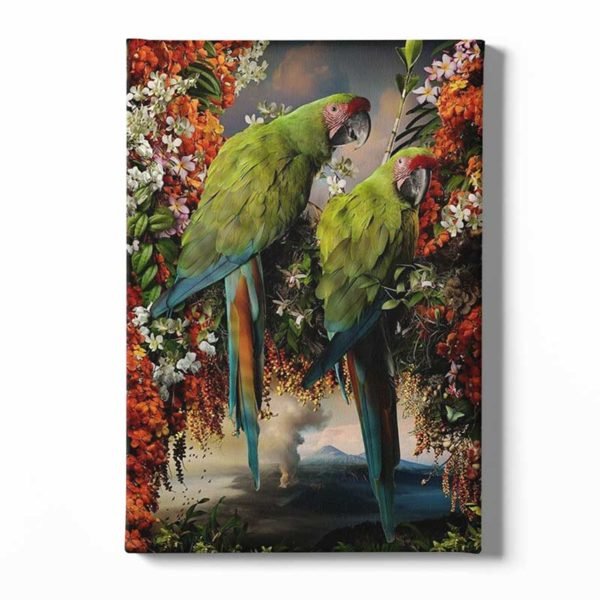 Green parrot painting