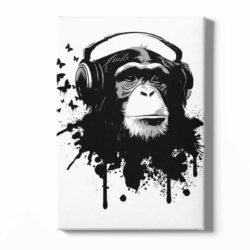 Monkey with headphones painting