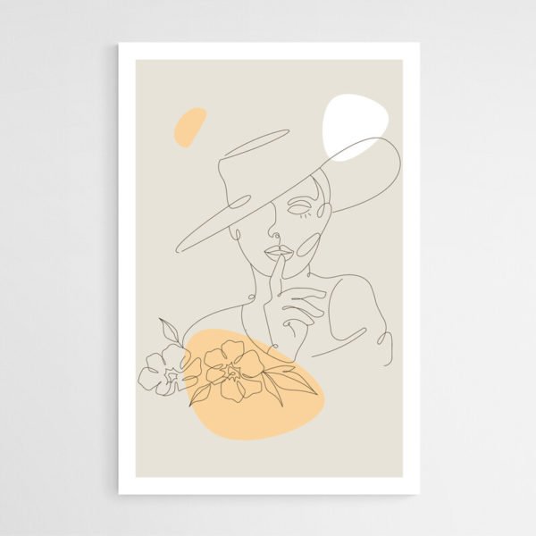 Line art woman with hat