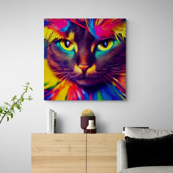 Black and white cat painting