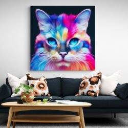 Black and white cat painting