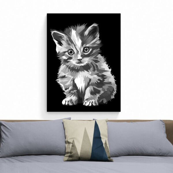 Black and white cat painting