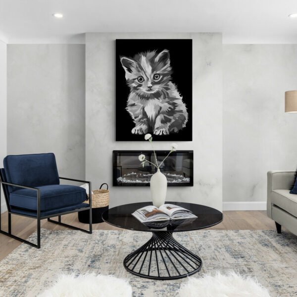 Black and white cat painting