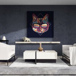 Black and white cat painting