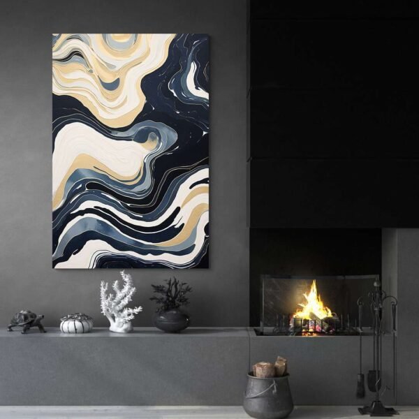 abstract art blue and gold