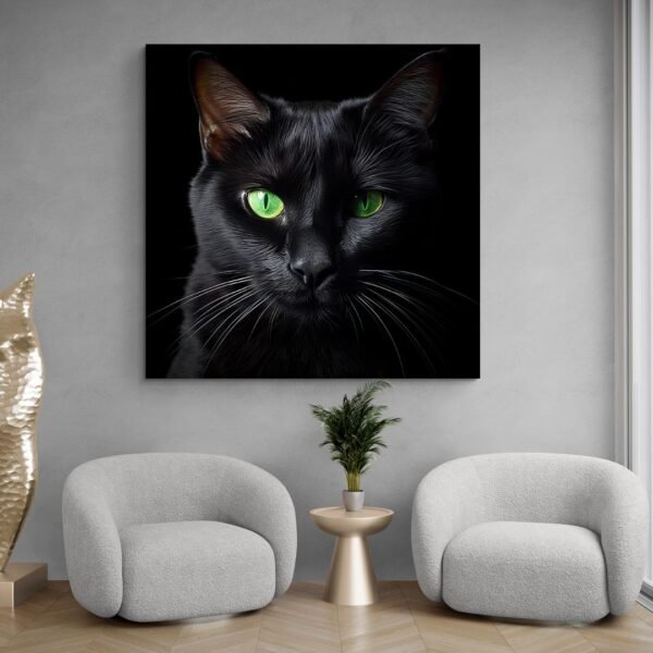 Black cat green eyes