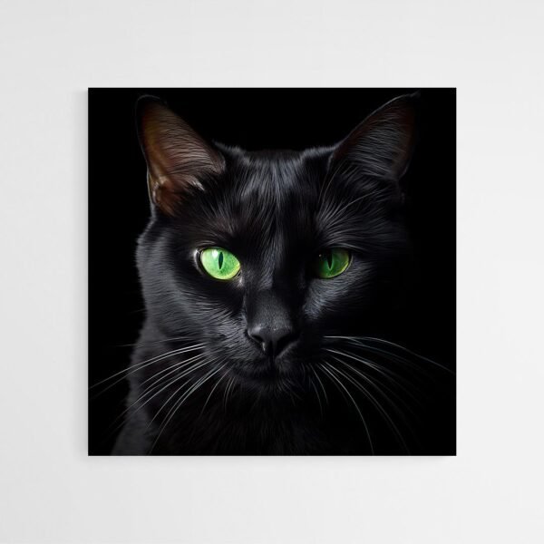 Black cat green eyes