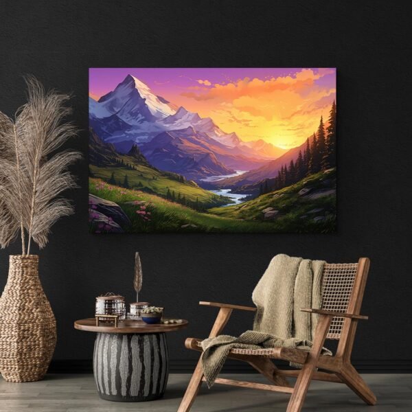 mountain sunset painting