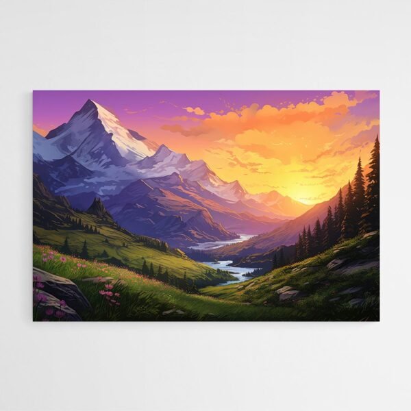 mountain sunset painting