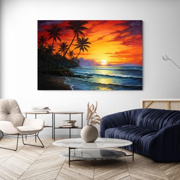 sunset on a beach painting