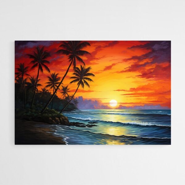 sunset on a beach painting