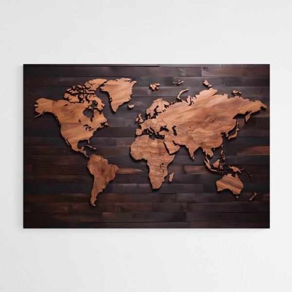 wood map wall art