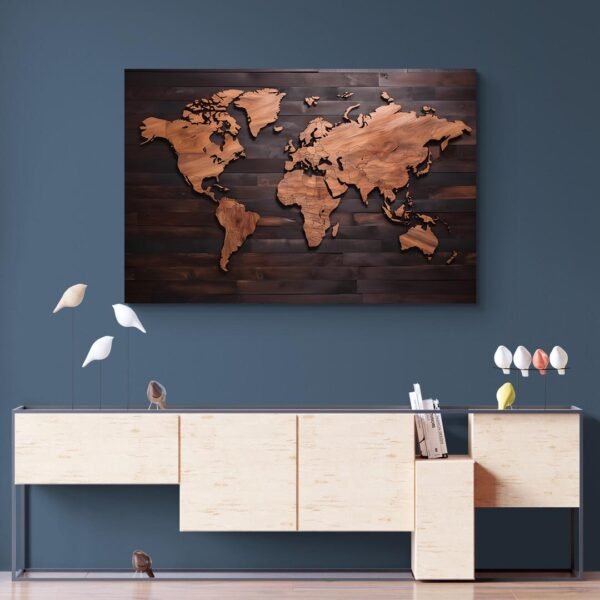 wood map wall art