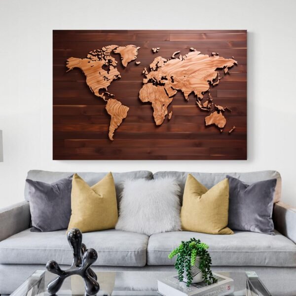 world map wood wall art