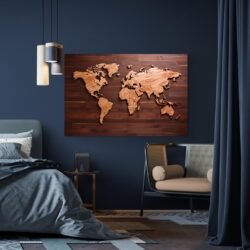 world map wood wall art