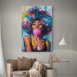 Painting of black woman with afro