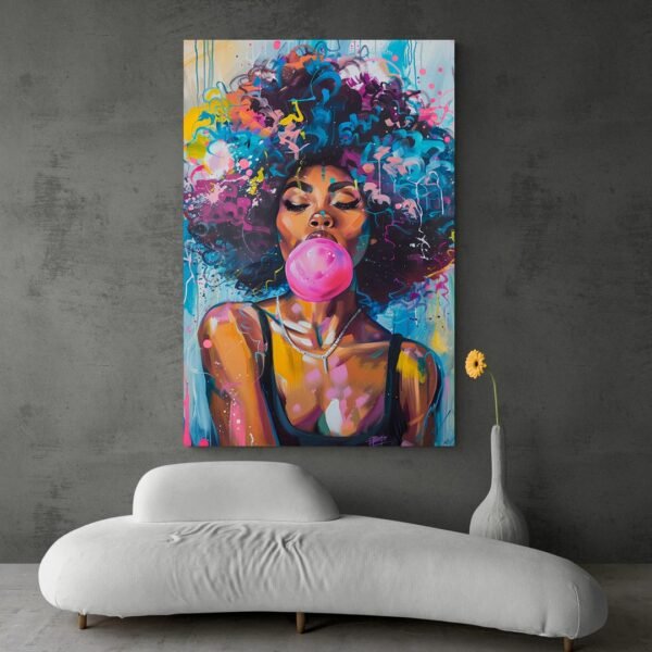 Painting of black woman with afro